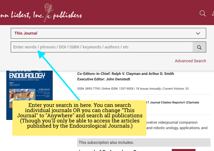 Search all journals or a specific journal